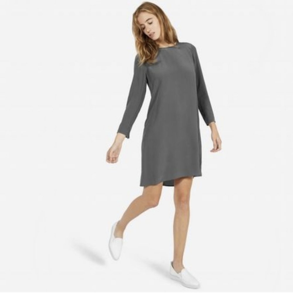 Everlane The Scuba Knit Dress 3/4 Sleeve Gray Size Medium, New Without Tag